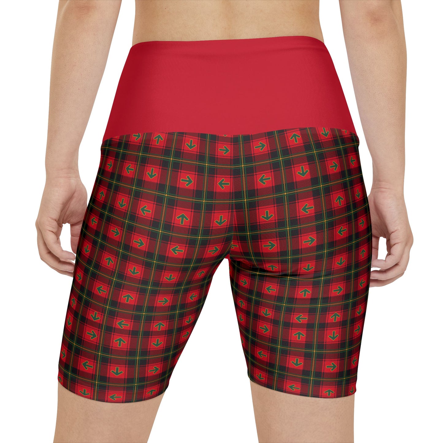 Holiday Plaid Arrows Biker Shorts