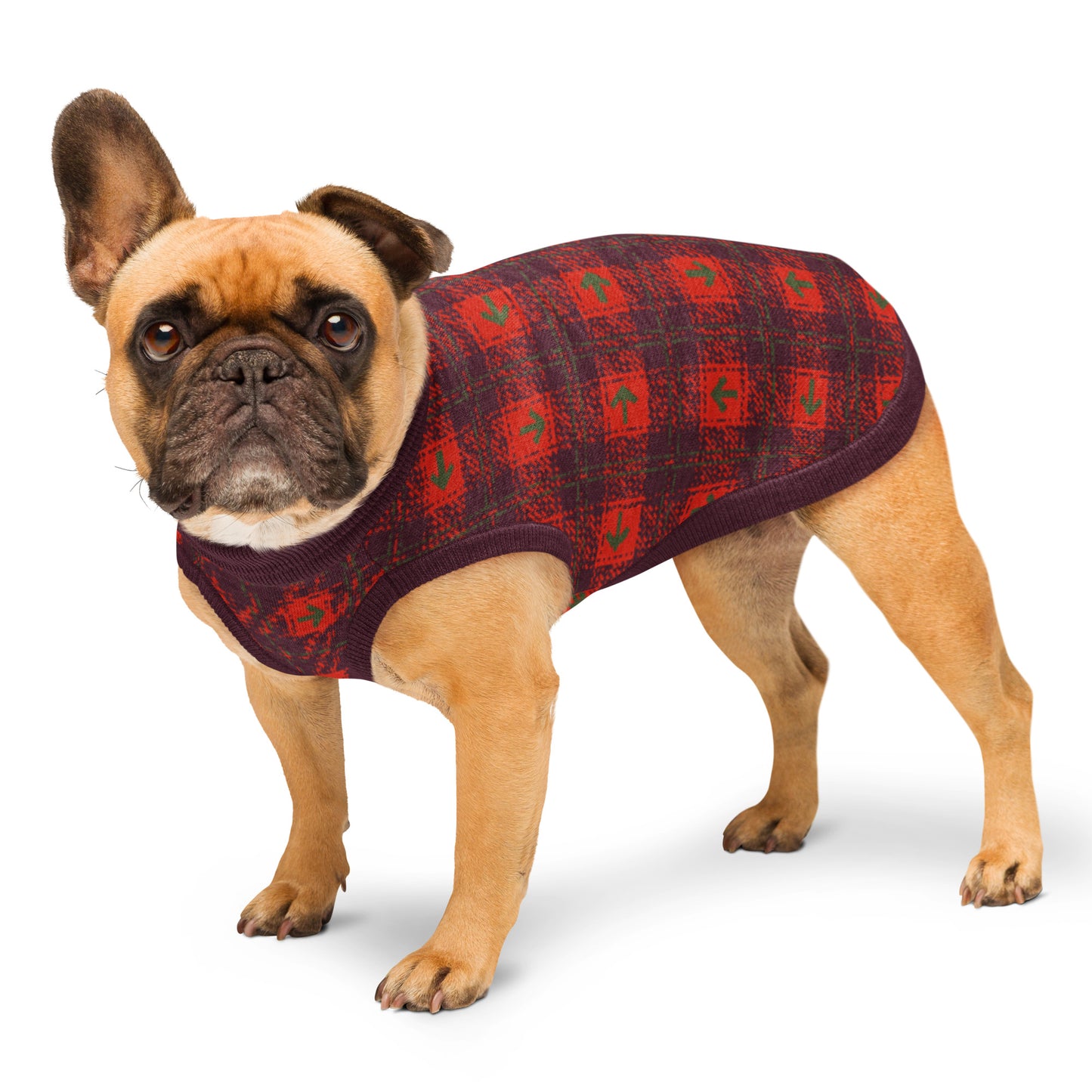 Holiday Plaid Arrows Pet Sweater
