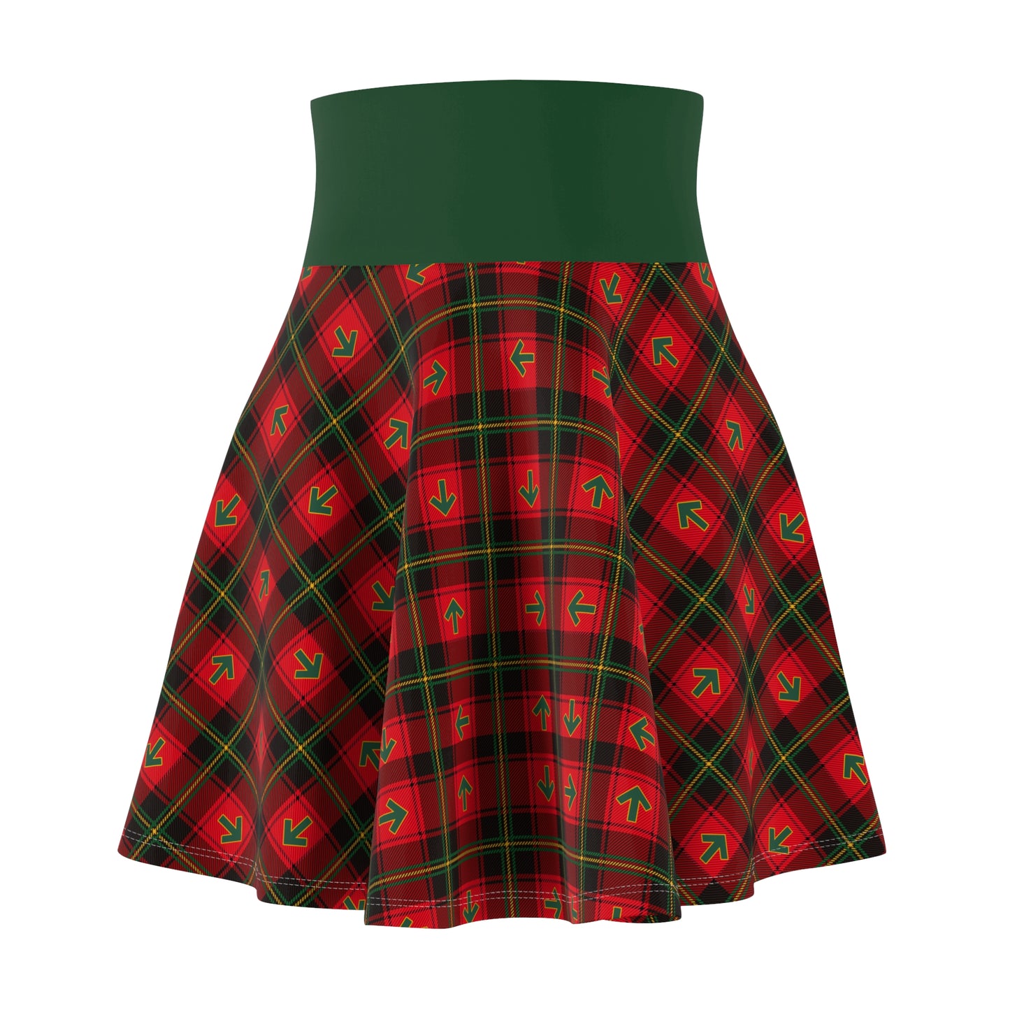 Holiday Plaid Arrow Women's Skater Foldover Skirt