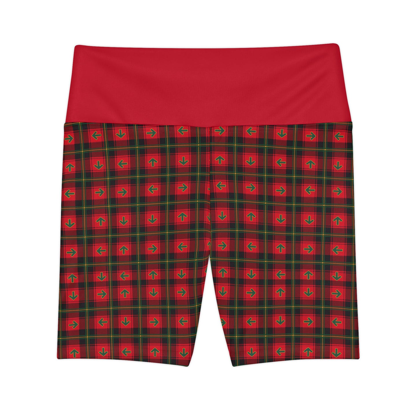 Holiday Plaid Arrows Biker Shorts