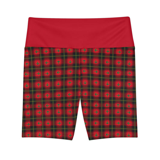 Holiday Plaid Arrows Biker Shorts
