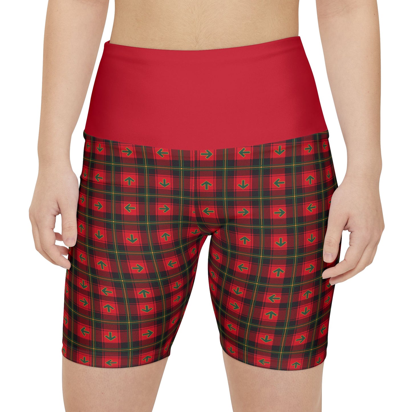 Holiday Plaid Arrows Biker Shorts