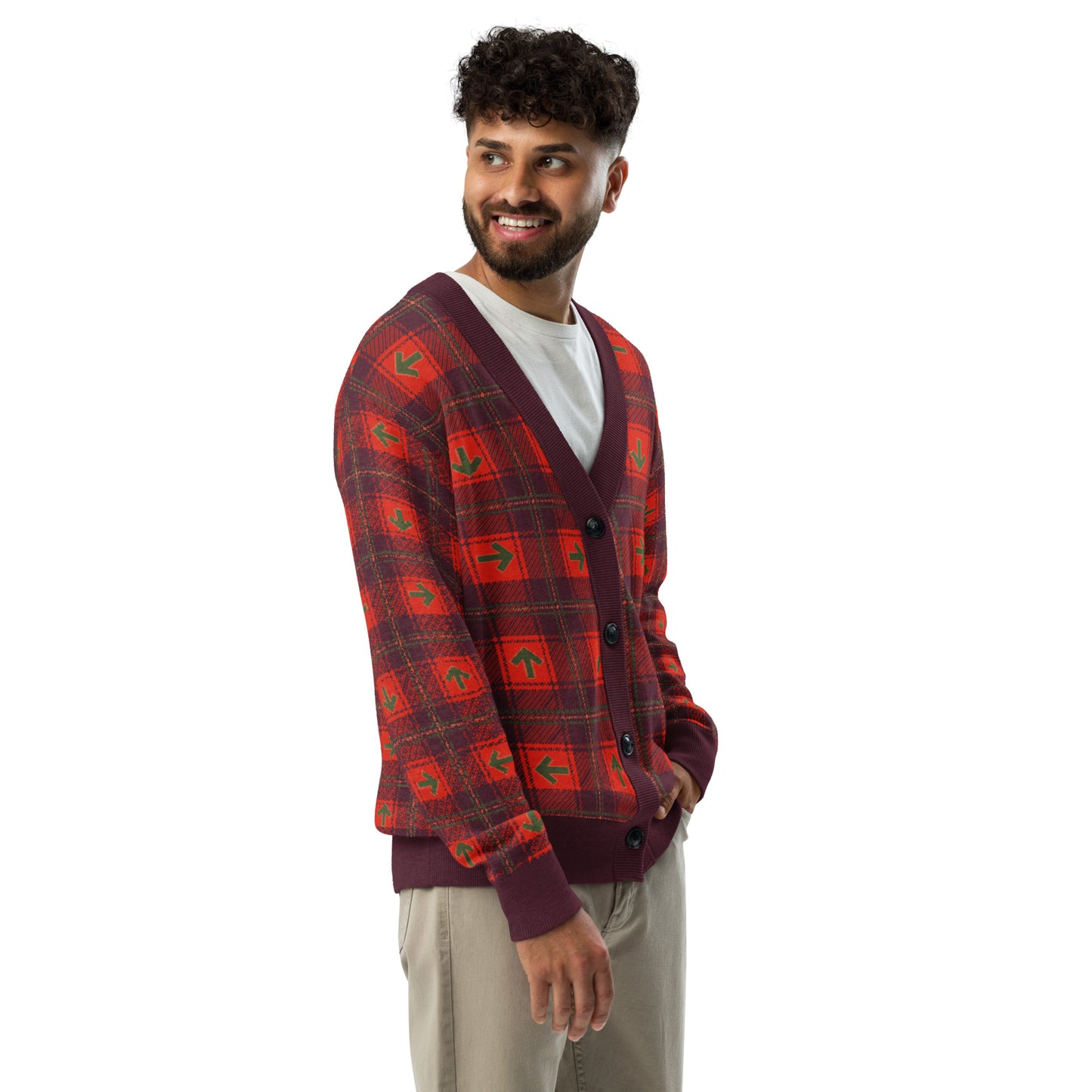 Holiday Plaid Knitted Cardigan